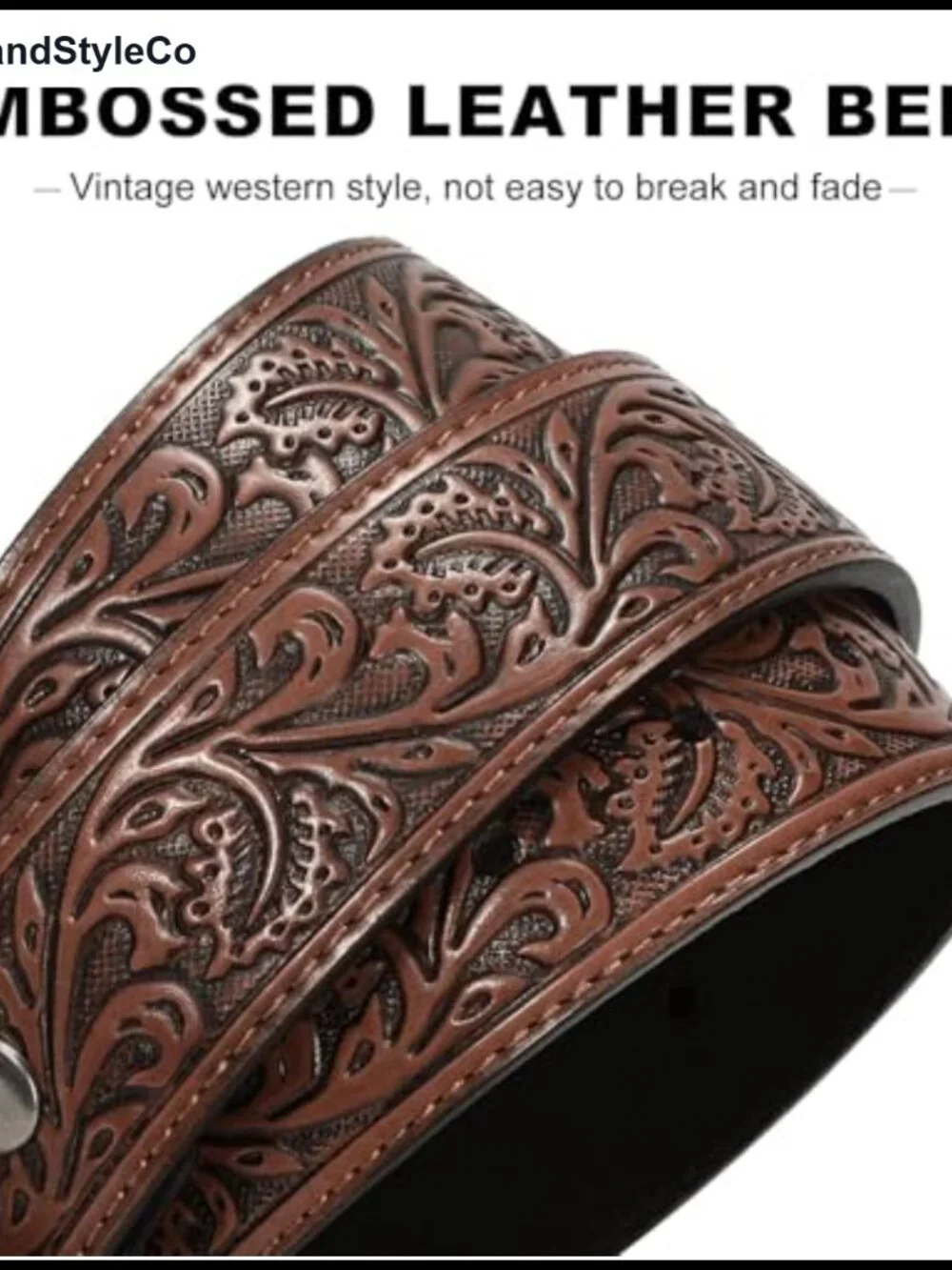 Western Cowboy Belt Embossed Split Leather Adjustable Rodeo